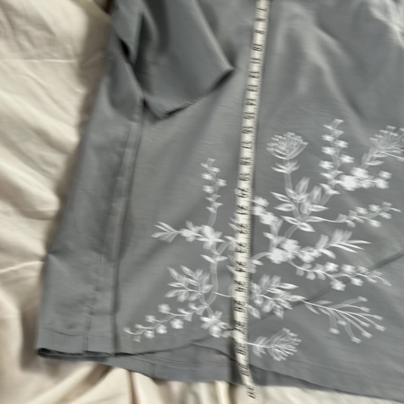 MissLook, ladies, lightweight tunic, elbow sleevelength, gray , white floral, XL - Picture 7 of 8